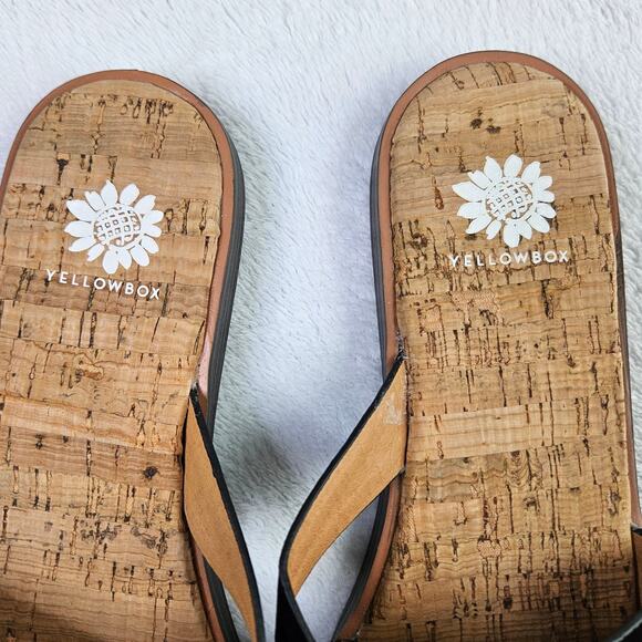 Yellow Box Women's Size 7.5 Barann Flat Slide Casual Sandal Black Leather - Picture 2 of 6